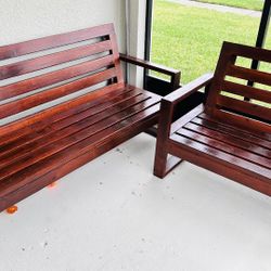 3+2 Solid Wood Outdoor Sofa with Cushions