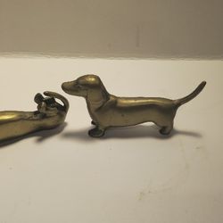 Pair Of Brass Dachshund Paperweights