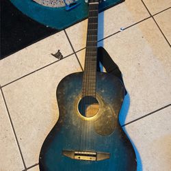 Black And Blue Acoustic Guitar (negociables Price) 