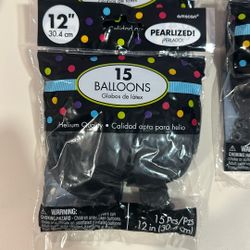 Balloons  12” Black Pearlized 