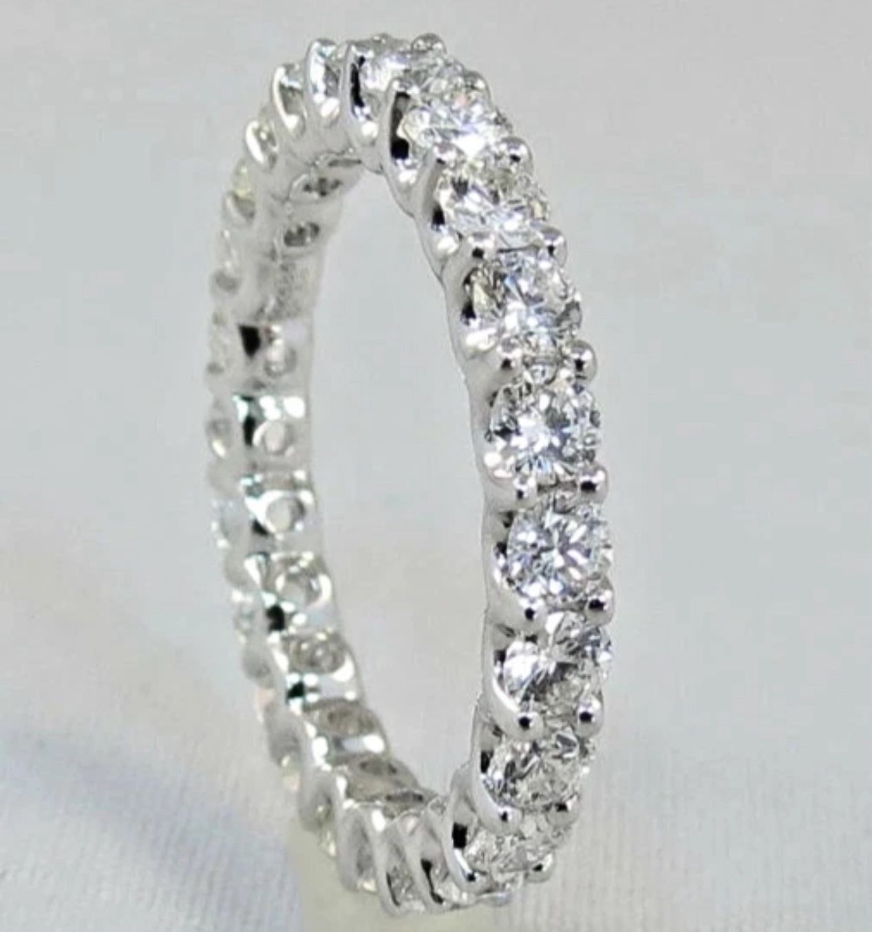 2.5 ct Natural Diamond 14k White Gold Eternity Wedding, Anniversary Ring