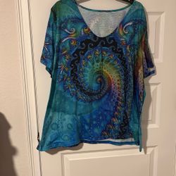 Colorful Round Neck, Short Sleeve Shirt