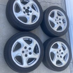 4 - 205/50r16 5x114.3 5x4.5 Stock Honda Prelude Accord Camry Civic Wheels Rims Good 90% Treads Tires!!!