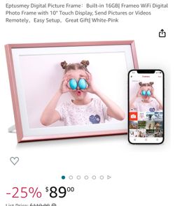 Brand New - Digital Picture Frame：Built-in 16GB| Frameo WiFi Digital Photo Frame with 10" Touch Display, Send Pictures or Videos Remotely