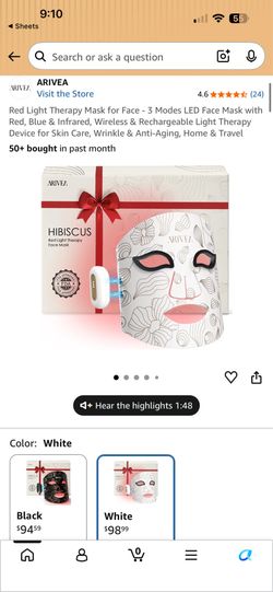 Hibiscus Red Light Therapy Face Mask (brand new/unopened)