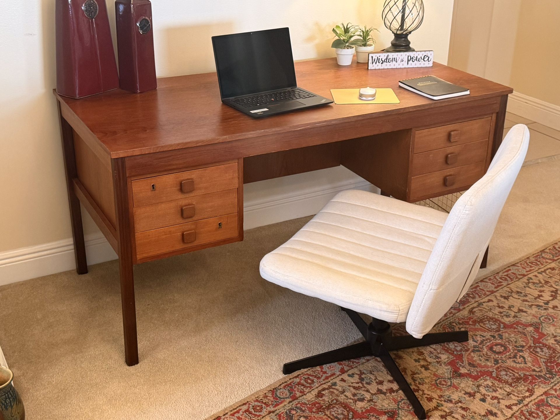 Scandinavian Teak Desk W/ Back Storage