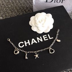 NEW Women Tiffany Style Silver Love Heart Star Charm Bracelet 
