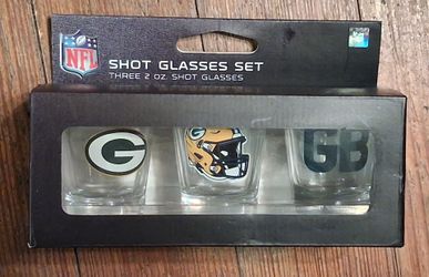 Green Bay Packers 3 Shot Glass Collection NFL 2oz Love Farve  Rodgers