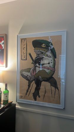 Frog samurai framed print