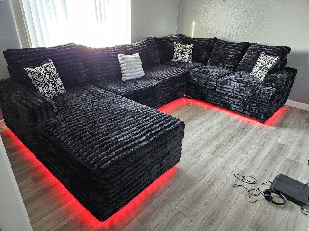 Brand New Sectional Oversize Corduroy Fabric W/ LED LIGHT $1799