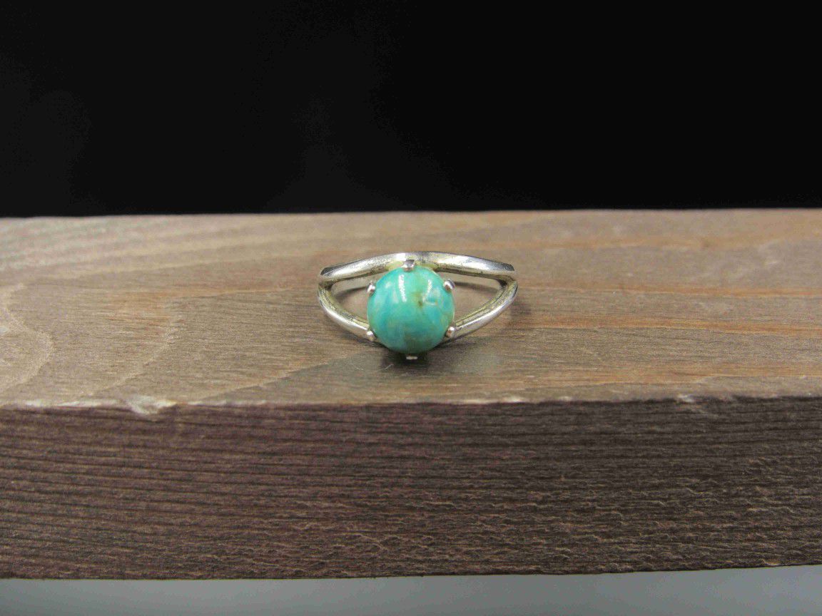 Size 5 Sterling Silver Bell Trading Company Turquoise Stone Band Ring Vintage
