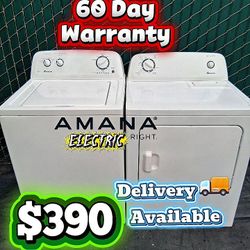 AMANA ✅ Serviced👍 ⚡Electric Washer & Dryer 240v⚡ 60-Day Warranty!!
