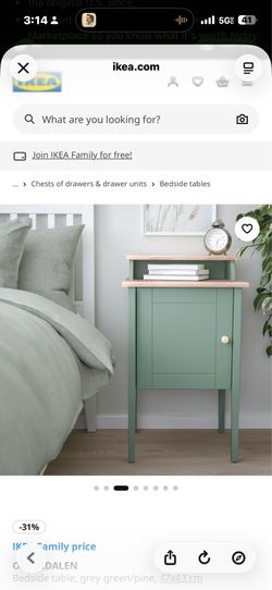 IKEA Sage Green Bedside Table/End Table