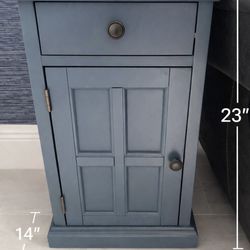 Matching Coastal Blue/Gray Side Tables – Slim Profile, Built-In Charging, Set of 2