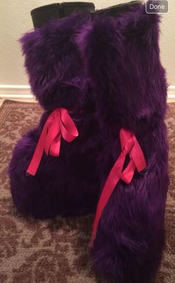 Professional gogo stacked boots with furs