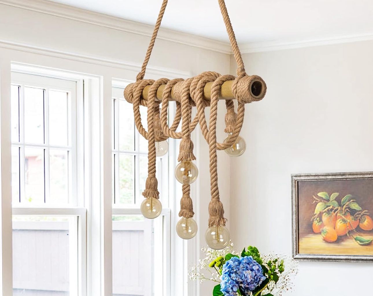 6 Head Rope Pendant Light Fixture