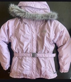 Northface Girls Lavender Fur Hood Belted