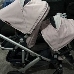 Uppa Baby Vista V2 Pink Double With Car seat 