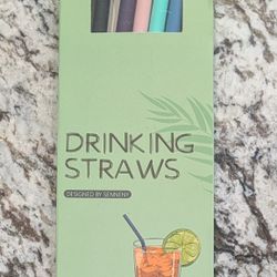 5-Piece Stainless Steel Straw Set with Silicone Flex Tips, Brushes & Travel Bag