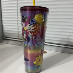 OBO Rainbow Floral Starbucks Tumbler