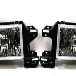 HEADLIGHTS FOR 87-91 FORD F150 F250 F350 BRONCO 