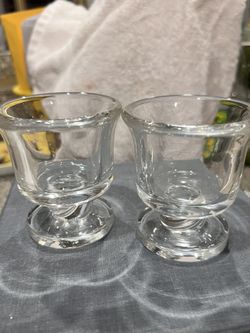 Two Vintage Signed Steuben Crystal Toothpick Holder With Spiral Stem Signed