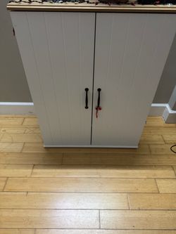 IKEA White Wood Cabinet with Double Doors