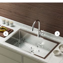  30" x 22" Drop-in 304 Stainless Steel Sink Kitchen with Protector 