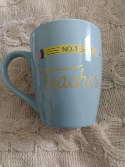 NEW Threshold Ceramic Stoneware No.1 Teacher Giant 50oz Blue Coffee Mug NWT