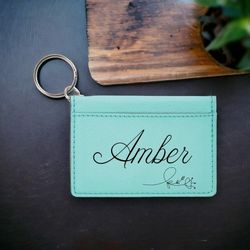 Personalized Keychain ID Holder- Leatherette-Different Colors Available