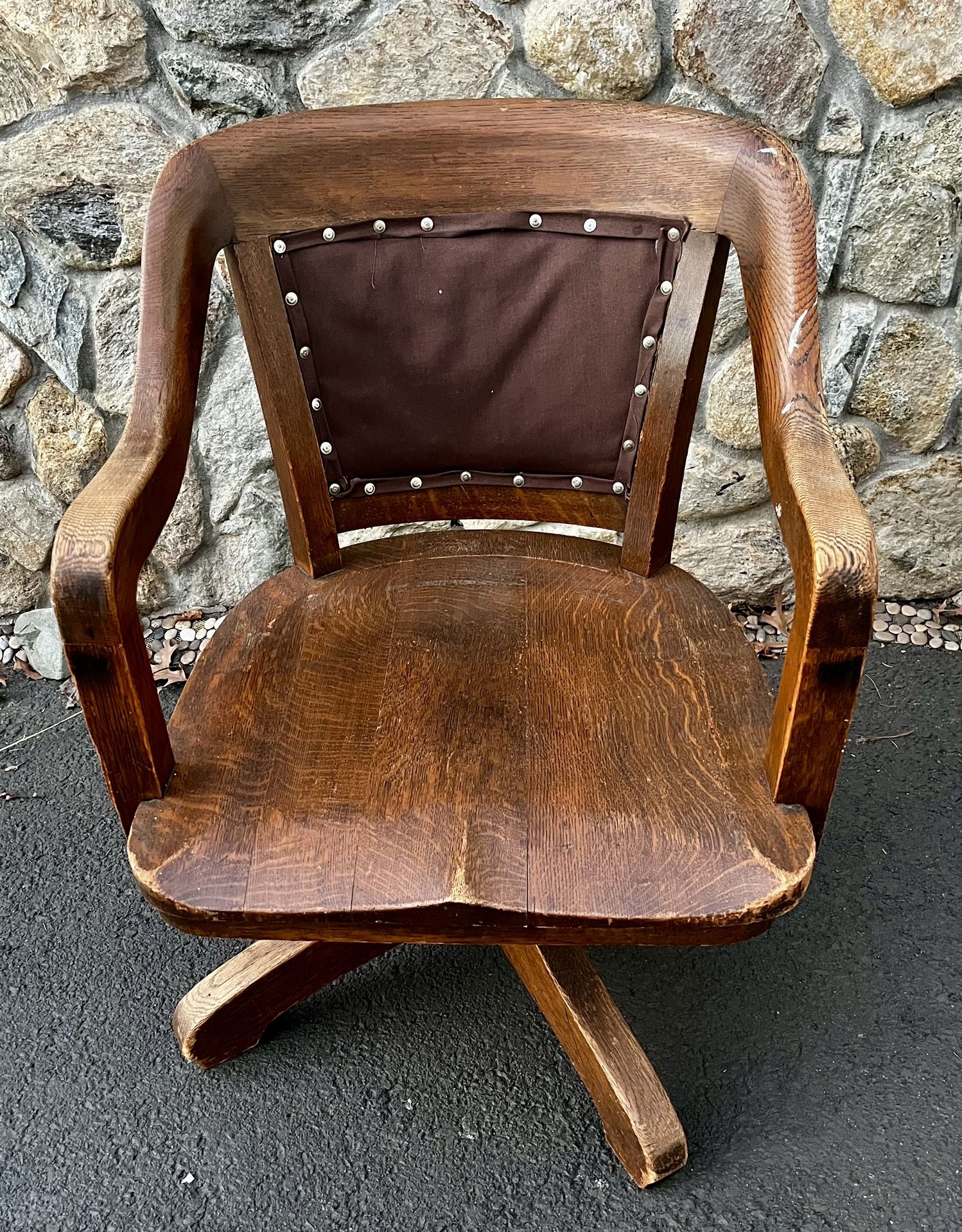 Antique real wood solid desk chair