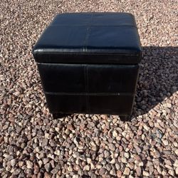 Storage Ottoman Black Leather