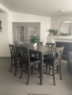 Counter Height Dining Table Set with 6 Chairs