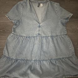 H&M, Denim Dress, Blue Jean, Size L