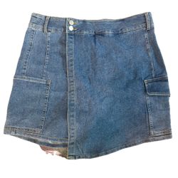 Tinseltown blue faux warp skort  