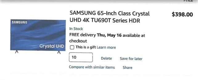 Samsung 65” TV’s 10 Total