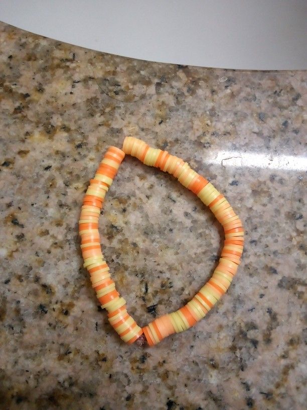 Orange And Yellow Clay Bead Bracelet
