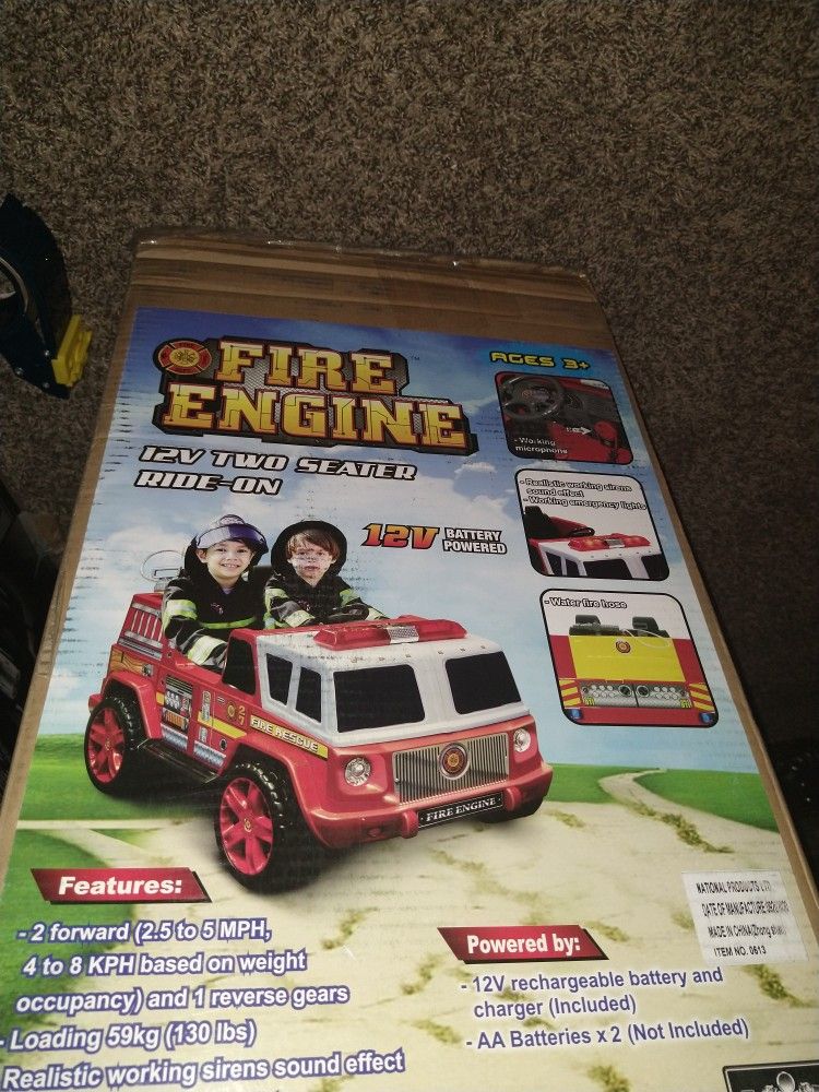 BRAND NEW Kid Motorz Fire Engine 2-Seater 12-Volt Ride-On in Red