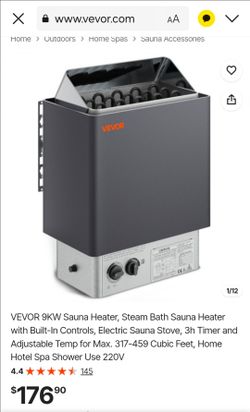 VEVOR 9KW Sauna Heater, Steam Bath Sauna Heater with Built-In Controls, Electric Sauna Stove, 3h Timer and Adjustable Temp for Max. 317-459 Cubic Feet
