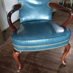 Nice Vintage Blue Leather Chair 