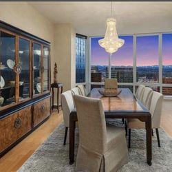 Designer Solid Wood Dining Table And Cupboard 