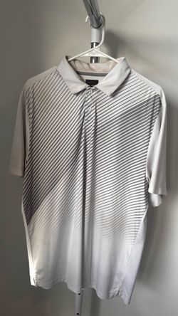 Stylish Greg Norman White Striped Polo – Large – Premium Golf Shirt