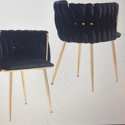 Black Velvet & Gold Modern Chair