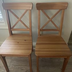 Two Nice Solid Wood IKEA Dining / Kitchen Chairs