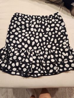 Black & White Polka Dot Ruffle Mini Skirt