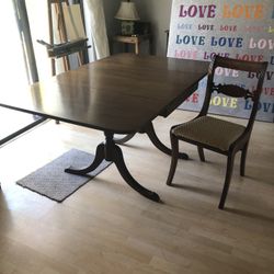 Antique  Dining Room Table With 4 Chairs