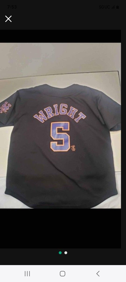 David Wright #5 New York Mets Baseball-Youth Black Jersey Size Small 6-8