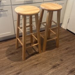 2 Classic Wood Stools 