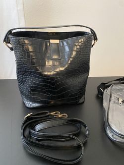 Black Purse / Plastic Clear Bag Purse / Bags 2 For 1