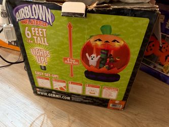 Vintage Gemmy 6FT Halloween Pumpkin Ghost Witch Airblown Inflatable – Original Box